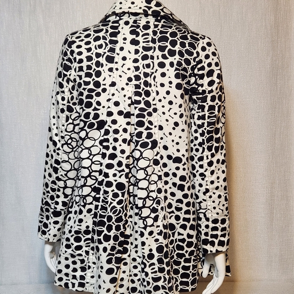 Appraisal Jacket Black White Circle Print Small Large Button A Frame Flare - Picture 8 of 14
